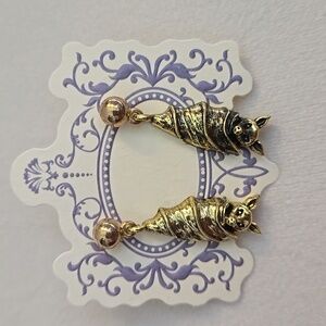 Bat Dangle Post Earrings In Antique Bronze, NWT